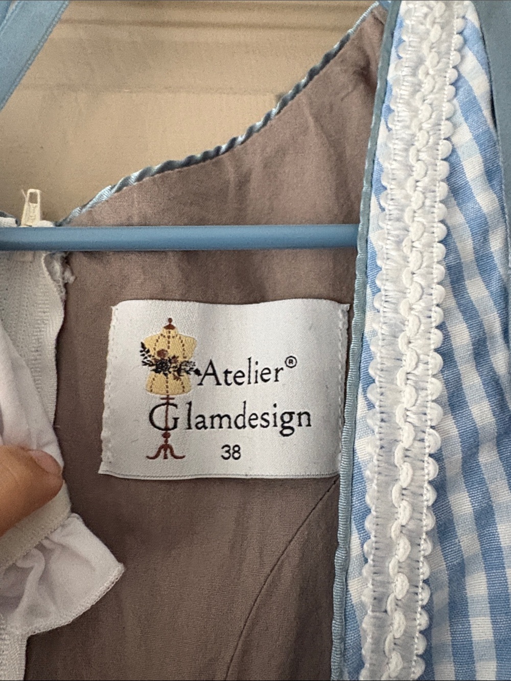 Blue Midi Dirndl-Style Dress with White Blouse - Picture 3 of 3